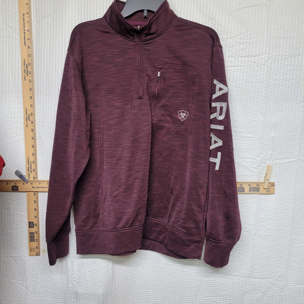 Ariat Mens AriatTEK Cold Series Quarter Zip Pullover Maroon Heather Size M